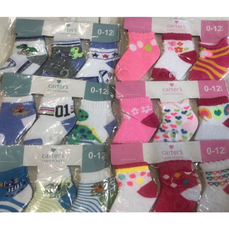 Kaos Kaki Bayi isi 3 Carters 0-12 bulan - Kaos Kaki Bayi Perempuan Cewek Kaos Kaki Bayi Laki Cowok - Bahan Lembut