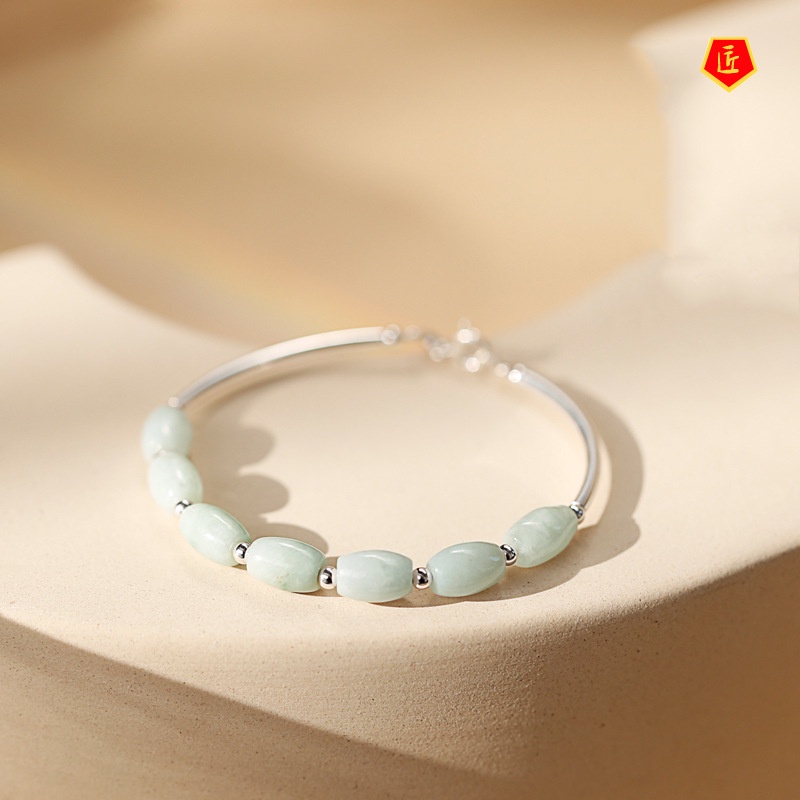 [Ready Stock]Women's Simple S925 Silver Jade Bracelet