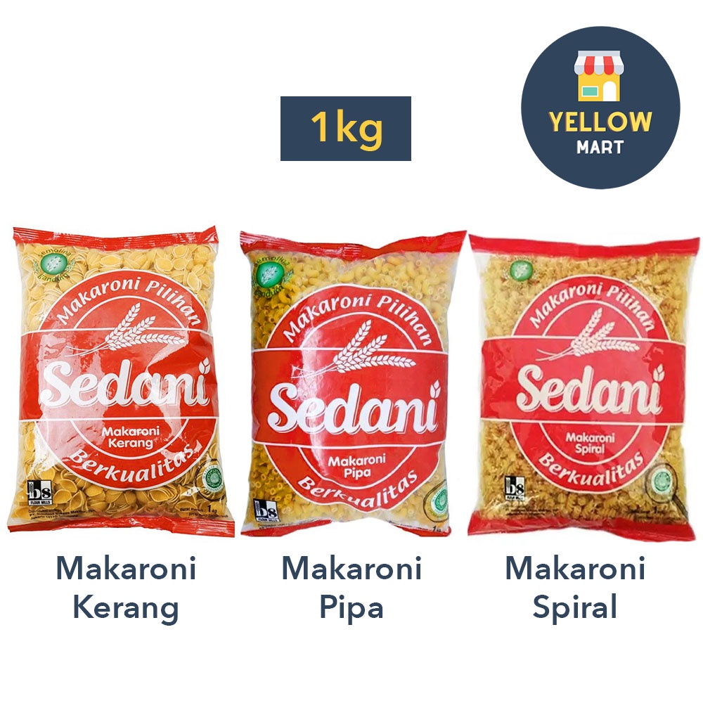 Jual Sedani Pasta Makaroni Variasi bentuk Kerang/Pipa/Spiral 1 Kg ...