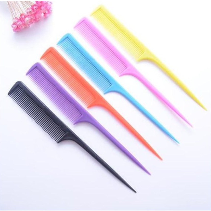 Sisir Sasak Hitam Plastik Polos Warna Warni Sederhana Sisir Rambut Hair Brush Panjang Tipis Comb