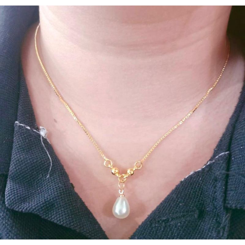 kalung mutiara //perhiasan lapis emas//mutiara//kalung