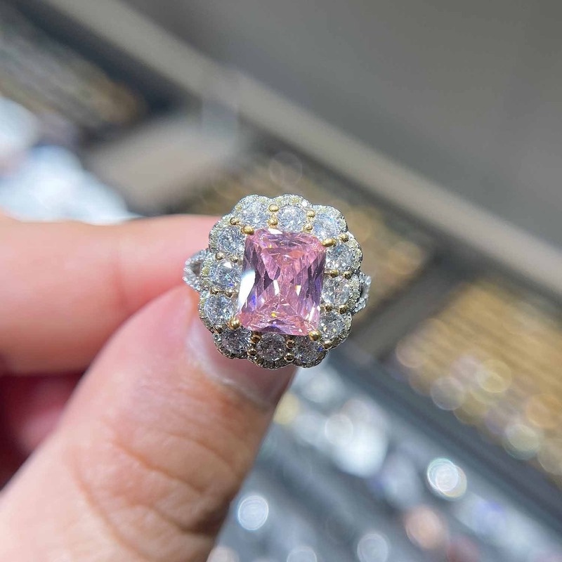 Fashion Luxury New Style Pink Moissanite Ring