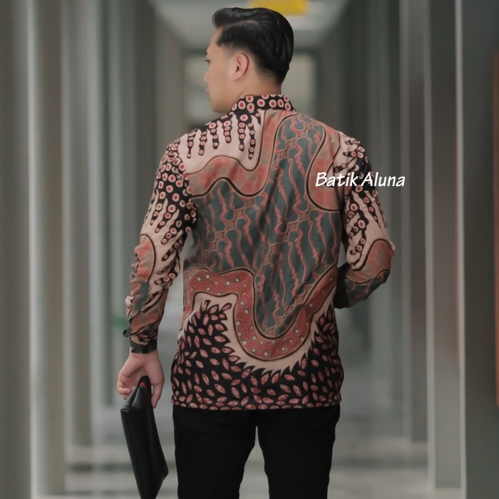 Kemeja Batik Pria Premium Solo Lengan Panjang Produsen Pabrik Batik Aluna PCW 030