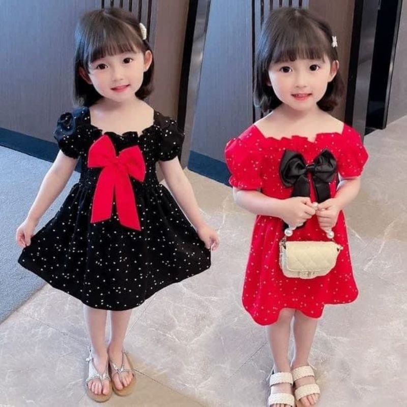 Dress Anak Perempuan Import Lucu Murah 2 Sampai 6 Tahun / Dress Smoke Anak Cute / Dress Smoke Polka 