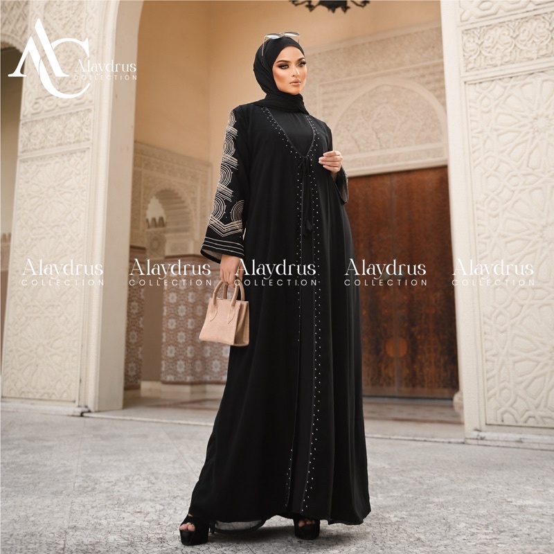 Abaya Bordir Hitam Gamis Saudi Bahan Jetblack Turkey Umroh Dubai 874