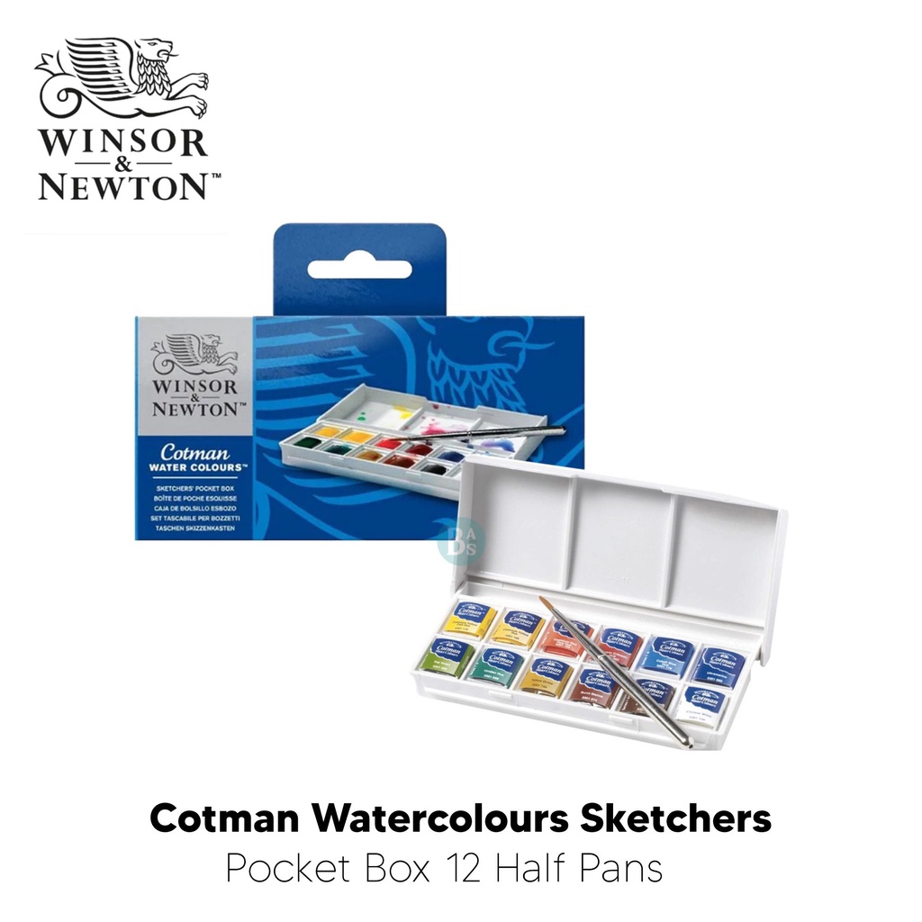 

Cotman Watercolours Sketchers' Pocket Box 12 Half Pans - Winsor & Newton