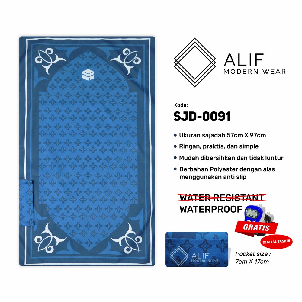 [GRATIS DIGITAL TASBIH] ALIF SAJADAH TRAVEL / SAKU / PORTABLE / WATERPROOF ( ALIF MODERN WEAR SJD-0091 )