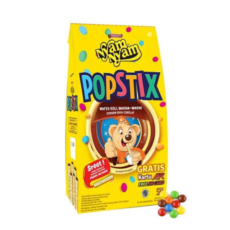 

Nyam Nyam Popstix Chocolate Wafer Roll Warna Warni