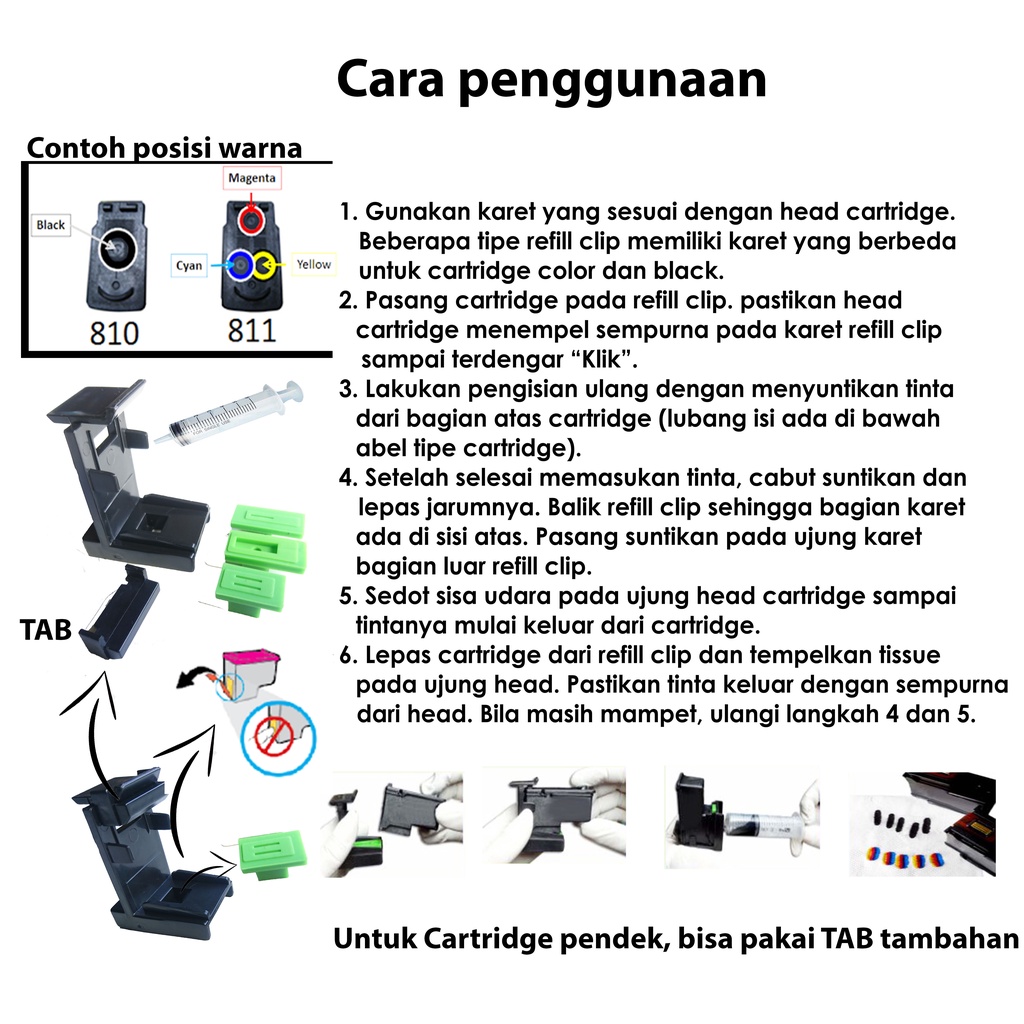 Refill Clip-Tool Kit-Klip Penyedot Tinta HP 74 75 92 93 94 95 96 97 98