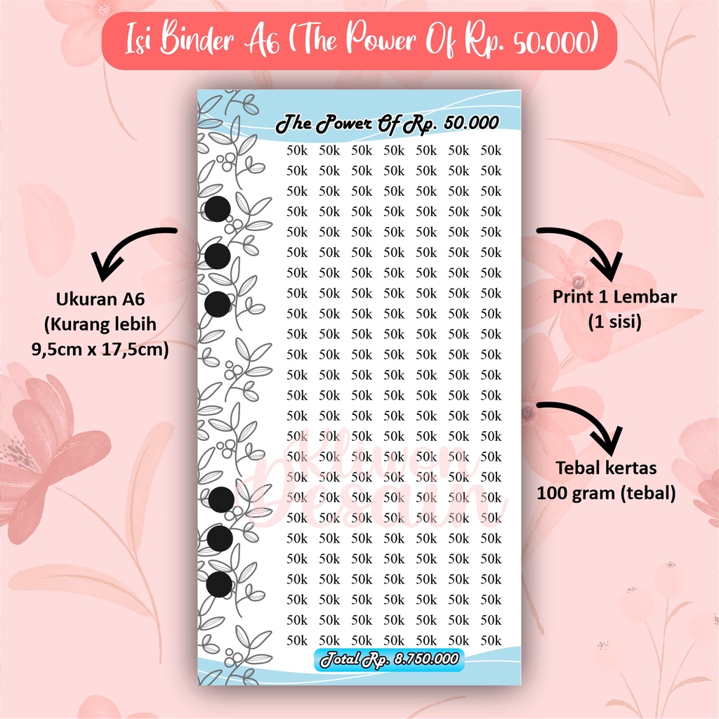 

isi kertas binder a6 ring 6 the power of rp. 50.000
