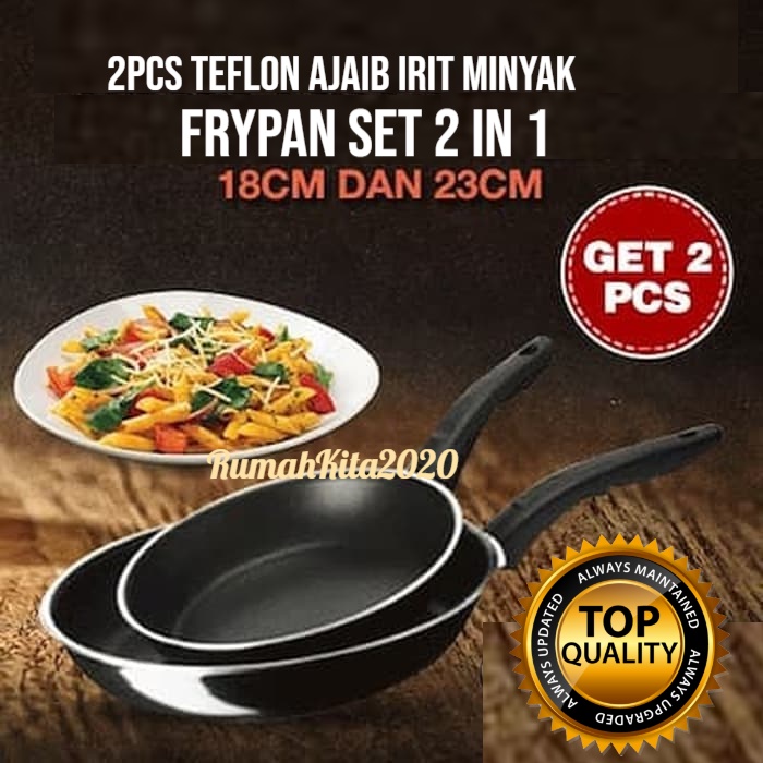 Rumah_kita2020  Teflon 2 PCS Fray Pan Set Non Stick Teplon Wajan Anti Lengket IRIT MINYAK wajan wok pan kenceng penggorengan