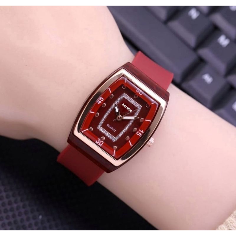 JAM TANGAN CEWEK TERBARU MIRETE ORIGINAL STRAP SILIKON, FASHION WANITA JAM TANGAN WANITA TAHAN AIR FREE BATRAI CADANGAN