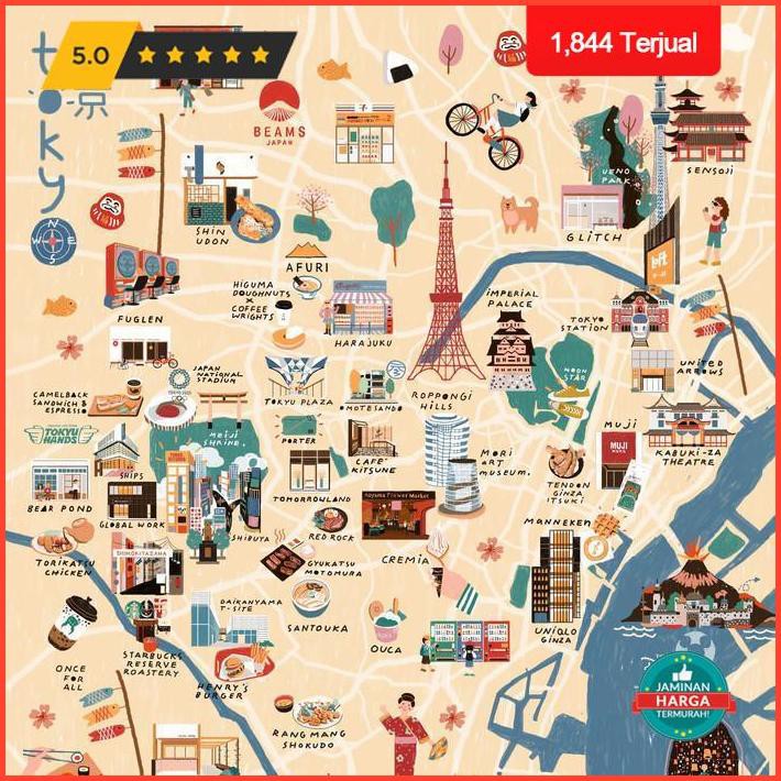 

Dekorasi Rumah @Pasarkartupos Tokyo Map A4 Poster Premium