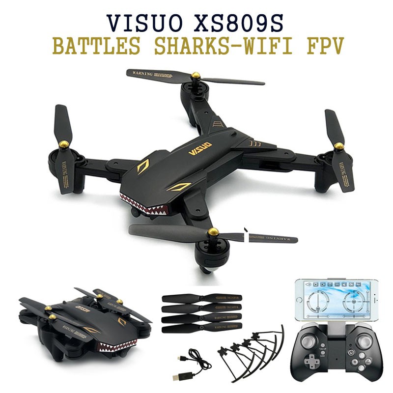 Drone Visuo RC Quadcopter Lipat WIFI FPV Wide Angle Camera 0.3MP XS809S