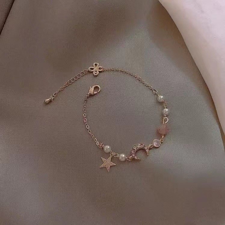 ➰CKK➰ Gelang Dengan Liontin FA125 Bentuk Bintang Dan Bulan Gaya Korea Untuk Wanita