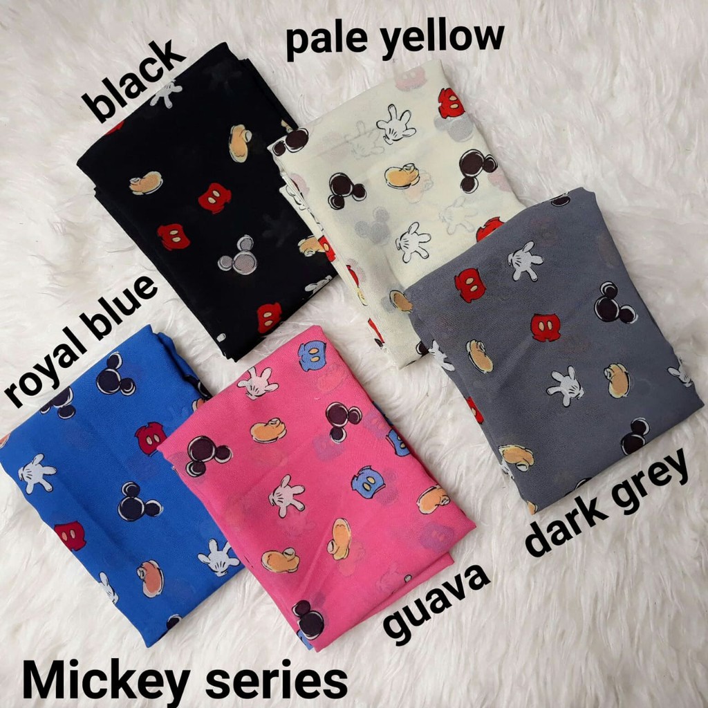 Hijab Mickey/Hijab Segiempat/Jilbab Segi Empat/Kerudung Segi4/Square Motif Abstrak/Polycotton