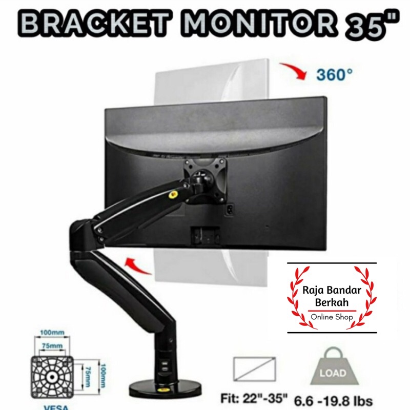 BRAKET/BRACKET/BREKET MONITOR 32-35 INCH JEPIT MEJA ARM MONITOR (original)