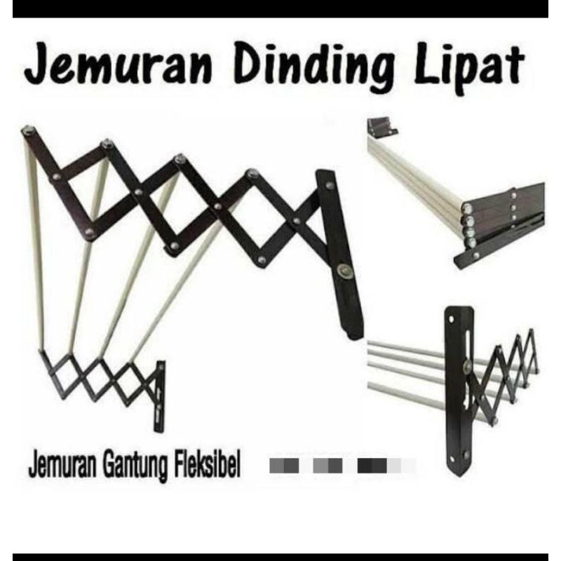 QUEEN • JEMURAN DINDING TEMPEL CUCIAN BAJU PAKAIAN TEMBOK BESI TEMPAT CANTOLAN PORTABLE FLEKSIBLE