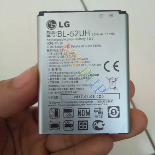 BATERAI BATTERY BATRE LG L70 L65 D280 L65 DUAL BL-52UH ORIGINAL 100% BATTERY