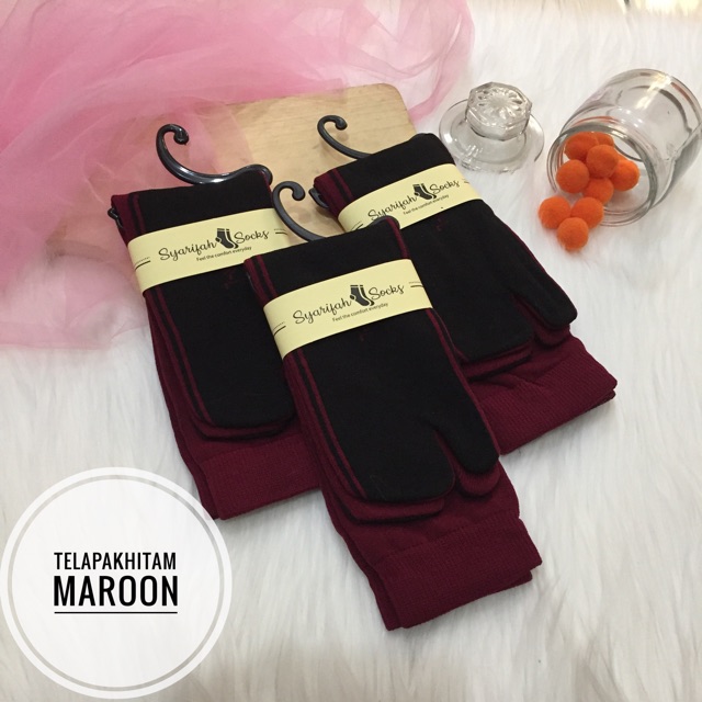 Kaos kaki jempol polos telapak hitam bahan nylon komputer / nilon computer / kaoskaki muslimah / muslim / panjang / premium / warna-2
