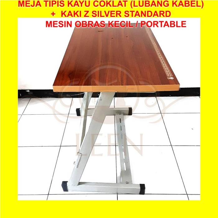 Meja Tipis &amp; Kaki Z Silver SET Mesin Jahit Obras Kecil / Portable LEEN