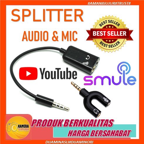 Audio Splitter 2 in 1 Mic & Audio Jack 3.5mm to Dual Female