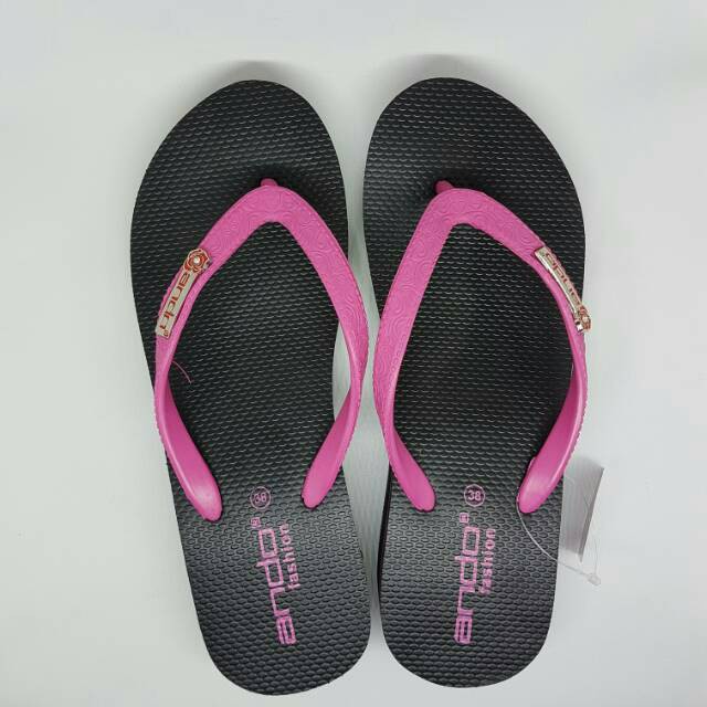 Ando Wedges Nice Queen Hitam Tali Fusia Sandal Wanita Murah Original