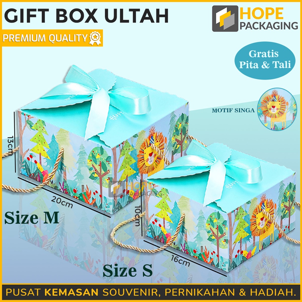 Gift box  Ulang Tahun Anak Motif Macan Dino Fancy bunga Navy / Hampers Happy birthday Plus Pita  Hadiah / Kotak pink navy hijau tosca