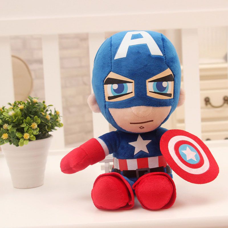 27cm Boneka AVENGERS Hero Spiderman Captain America Ironman Plush Doll Stuffed Toy Kids Gift Mainan