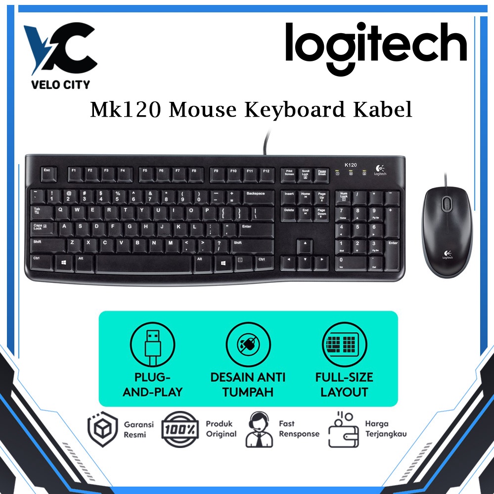 Keyboard Logitech MK120 Combo Desktop Garansi Resmi 1 Tahun