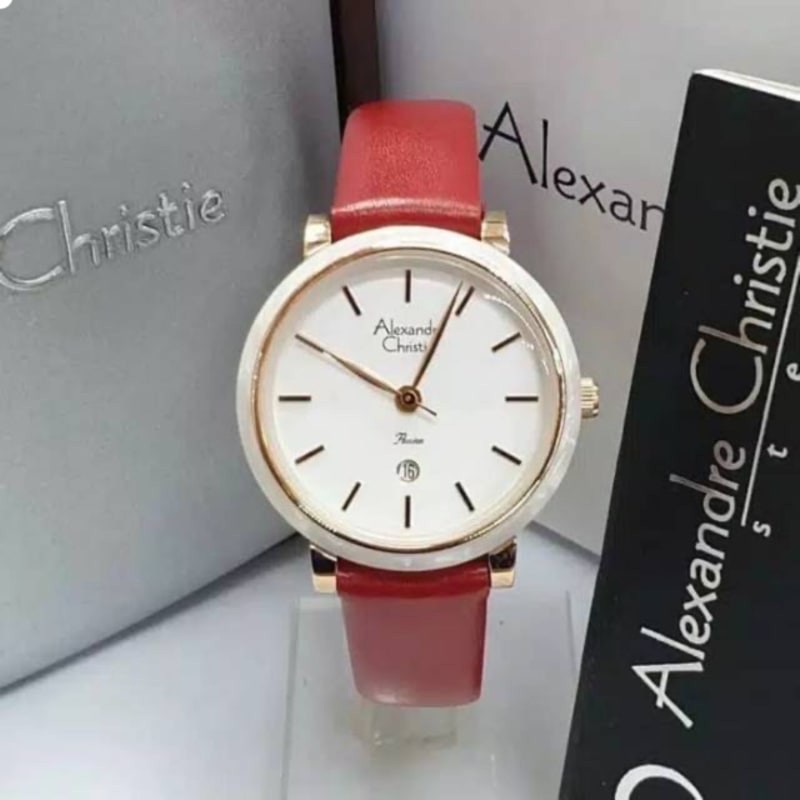 Jam tangan wanita ALEXANDRE CHRISTIE AC 2759 merah ORIGINAL