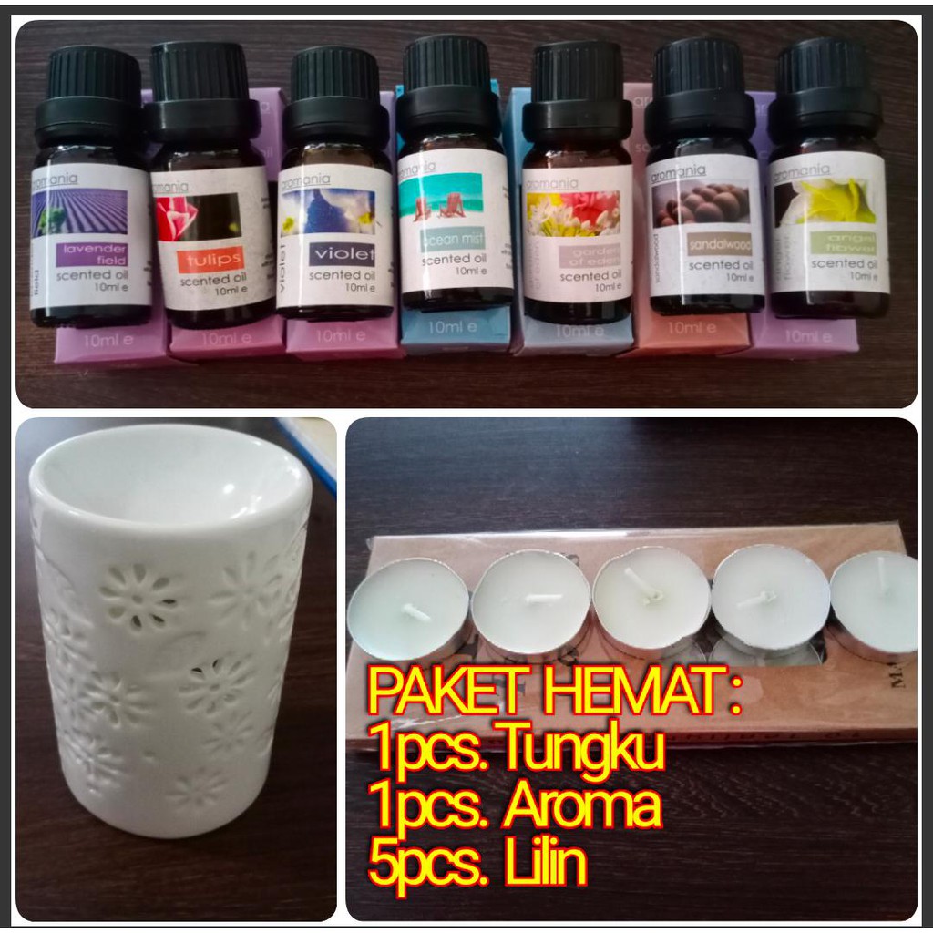 PAKET HEMAT B ( 1PCS AROMATHERAPY &amp; TUNGKU + 5 PCS LILIN) / Humidifier oil