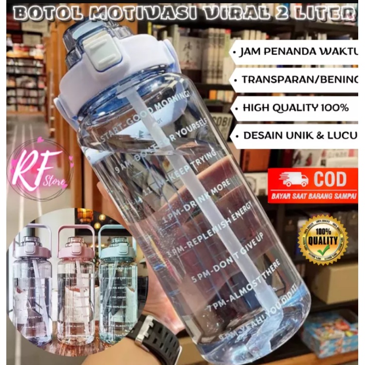 Botol viral 2 liter motif botol minum 2L botol minum jumbo botol minum pelangi botol ungu botol orange botol motivasi botol minum motivasi