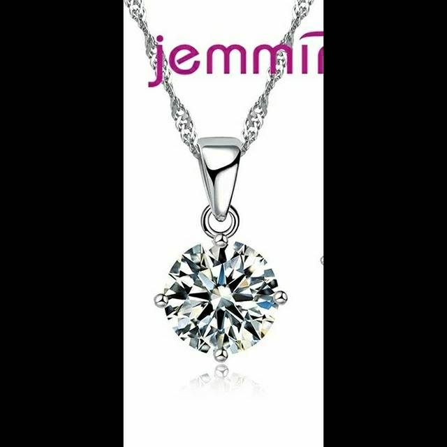 Kalung perak liontin permata