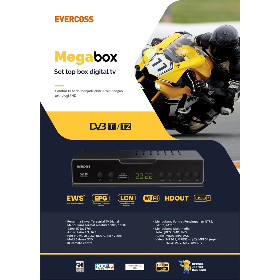 Penerima siaran TV Digital - SET TOP BOX EVERCOSS MEGABOX / STB EVERCOSS