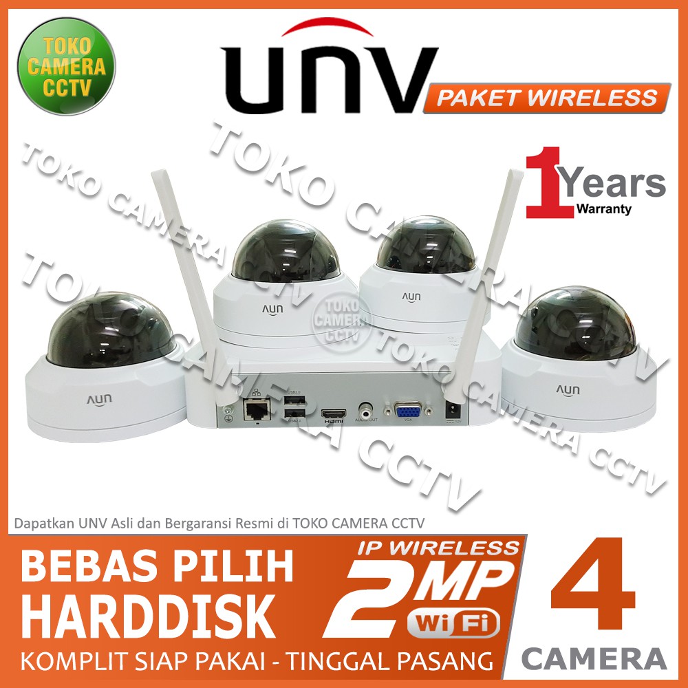 PAKET CCTV WIFI WIRELESS UNV 2MP 4 CHANNEL 4 CAMERA