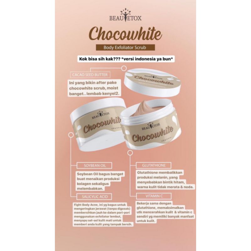 [ READY STOCK ] BODY SCRUB BY BEAUTETOX | WHITEMILKY | CHOCOWHITE | JASMINE