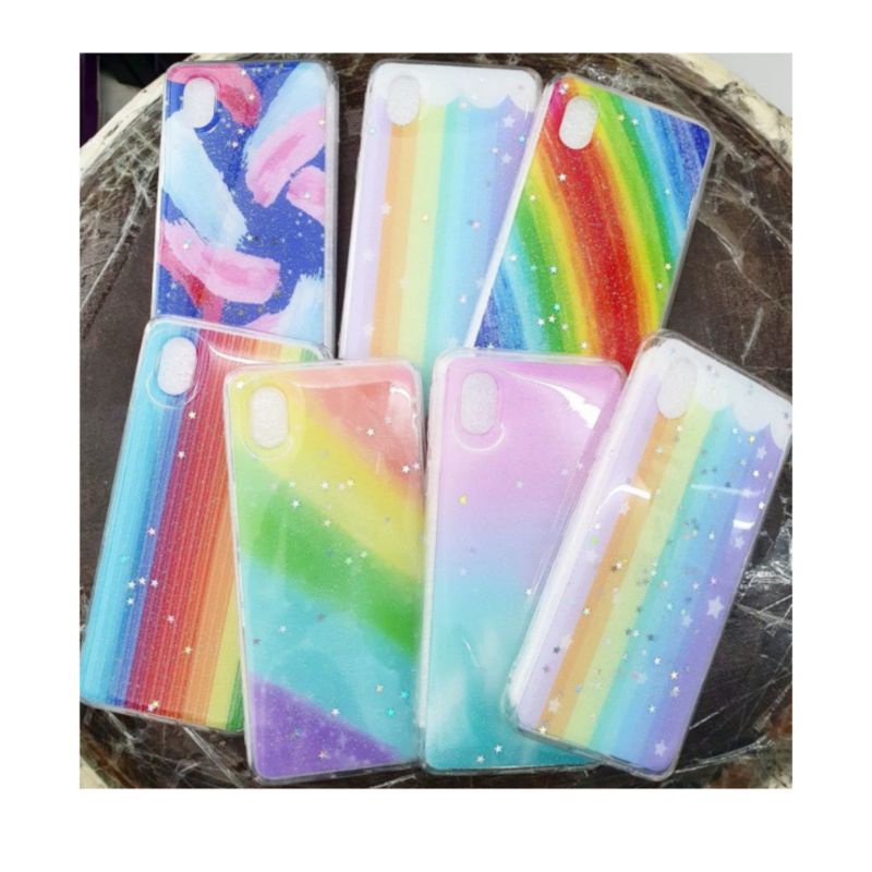 SAMSUNG A01 CORE Casing Case Motif Glitter Pelangi Rainbow