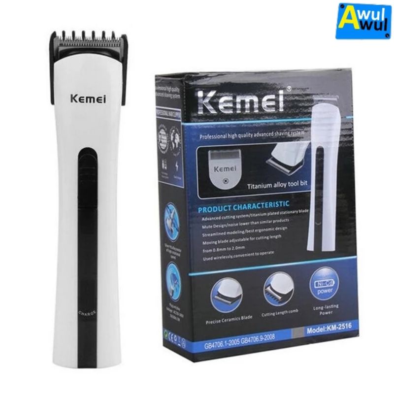 Alat Cukur Rambut Elektrik Portable Baterai Cas KM-2516