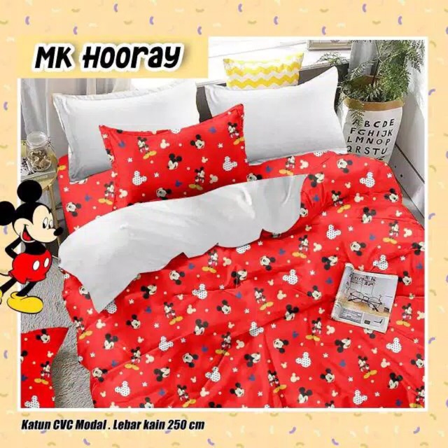 sprei star mk hooray / set sprei motif mickey mouse / sprei katun star magenta ersa/sprei motif anak