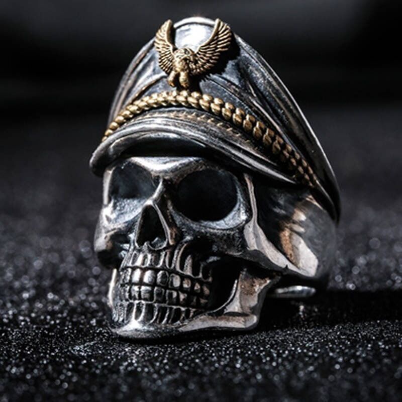 Cincin Model Terbuka Desain Tengkorak Elang One Piece Army Untuk Pria