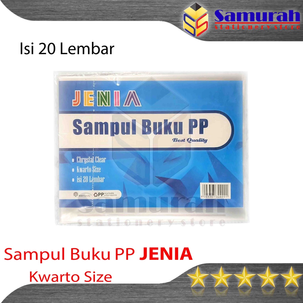 

Sampul Plastik PP JENIA Ukuran Quarto ( Untuk Buku Kuarto Sidu isi 38 - 58 ) Per pak isi 20 Lbr / Bahan PolyPropylene Bening Untuk Buku Tulis Kecil