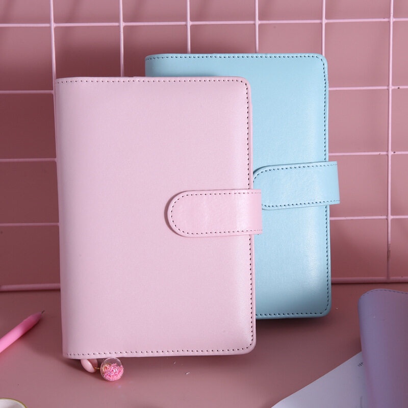 Laser Macaron A6 Binder PU Leather DIY Notebook Cover Diary Planner Scrapbook School Stationery