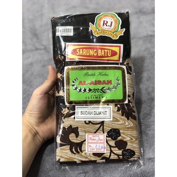 Sarung Perempuan / Sewek Sarung Ratna Jaya/RJ merk Al Aisyah kain Batu sudah dijahit warna cokelat sogan