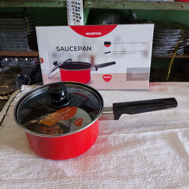 Panci Gagang Sauce Pan Teflon Maslon 18 cm Maspion