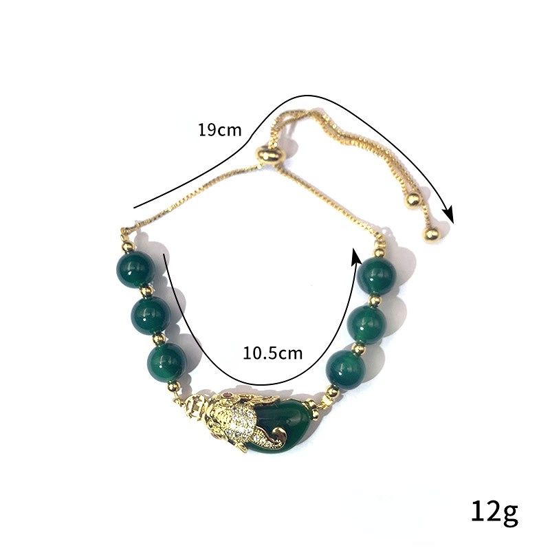 Gelang Tangan Manik-Manik Batu Akik Ruby Emerald Emas Asli Kadar 375 Gaya Vintage Untuk Wanita