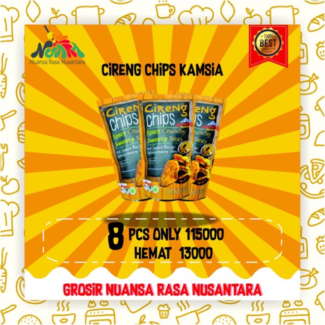 

[ PAKET GROSIR 8 PCS TERMURAH ] CIRENG CHIPS KAMSIA - Keripik Cireng Dengan Cocolan Saus Lezat