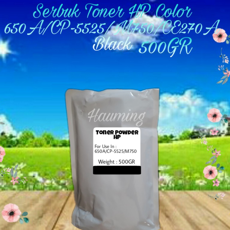 Serbuk Toner HP 650A CP5525 M750 CP5525dn CP5525n CP5525xh M750xh M750n M750dn CE270A Black 500gr