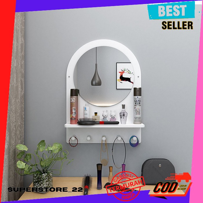 Rak Kosmetik Dinding Gantung Tempel Kaca Vintage Minimalis Tempat Make Up Kotak Penyimpanan Dekorasi