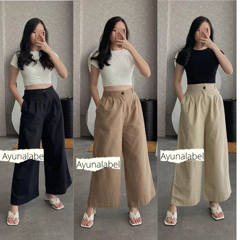 celana Kulot Linen Hightwaist Cullote Pants | Celana kulot Highwaist